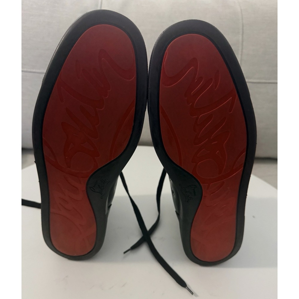 🔥 Christian Louboutin Men's Black Leather Louis High-Top Sneakers – Size US 10 - Picture 3 of 12